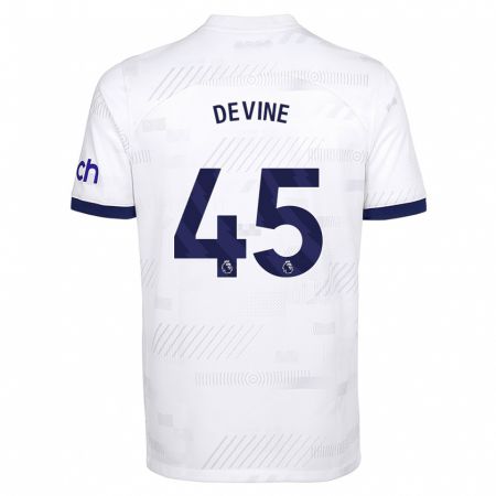 Kandiny Enfant Maillot Alfie Devine #45 Blanc Tenues Domicile 2023/24 T-Shirt