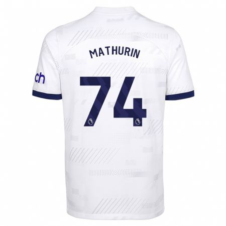 Kandiny Enfant Maillot Roshaun Mathurin #74 Blanc Tenues Domicile 2023/24 T-Shirt