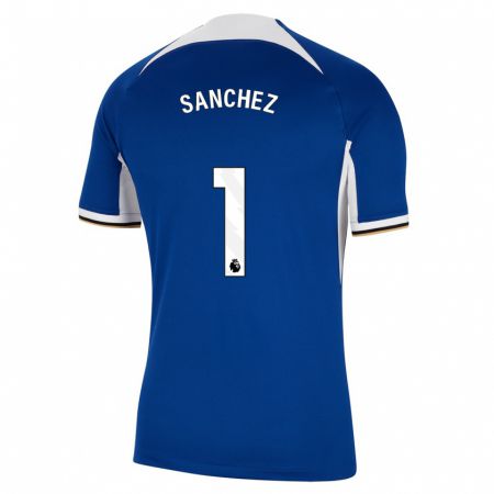 Kandiny Enfant Maillot Robert Sánchez #1 Bleu Tenues Domicile 2023/24 T-Shirt