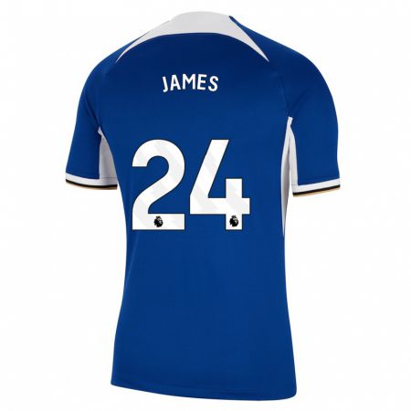 Kandiny Enfant Maillot Reece James #24 Bleu Tenues Domicile 2023/24 T-Shirt