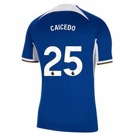 Kandiny Enfant Maillot Moisés Caicedo #25 Bleu Tenues Domicile 2023/24 T-Shirt