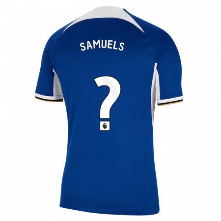 Kandiny Enfant Maillot Ishé Samuels-Smith #0 Bleu Tenues Domicile 2023/24 T-Shirt