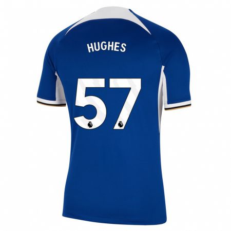 Kandiny Enfant Maillot Brodi Hughes #57 Bleu Tenues Domicile 2023/24 T-Shirt