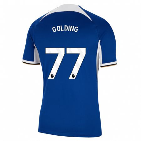 Kandiny Enfant Maillot Michael Golding #77 Bleu Tenues Domicile 2023/24 T-Shirt