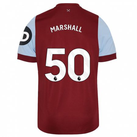 Kandiny Enfant Maillot Callum Marshall #50 Bordeaux Tenues Domicile 2023/24 T-Shirt
