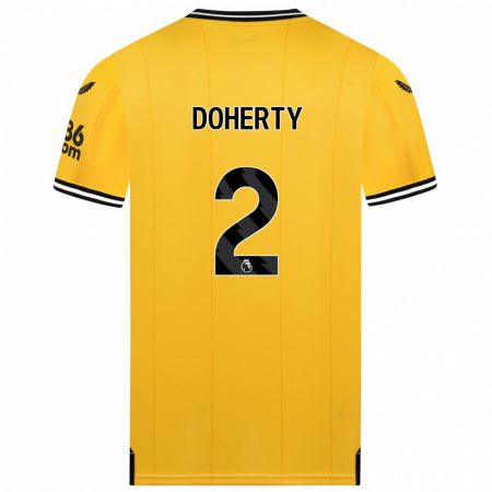 Kandiny Enfant Maillot Matt Doherty #2 Jaune Tenues Domicile 2023/24 T-Shirt