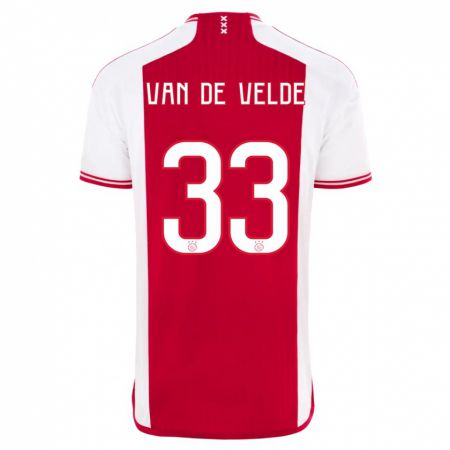 Kandiny Enfant Maillot Jonna Van De Velde #33 Rouge Blanc Tenues Domicile 2023/24 T-Shirt