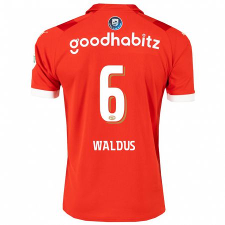 Kandiny Enfant Maillot Maruschka Waldus #6 Rouge Tenues Domicile 2023/24 T-Shirt