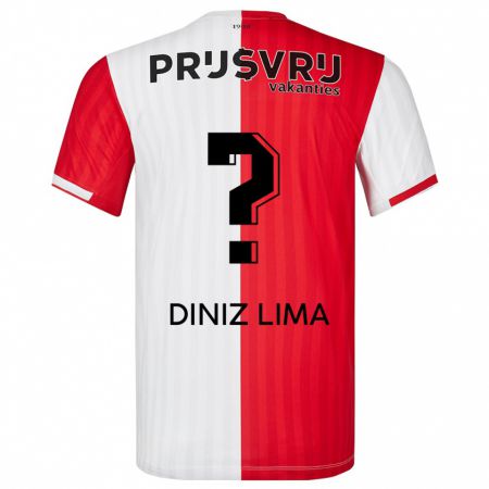Kandiny Enfant Maillot Lucas Diniz Lima #0 Rouge Blanc Tenues Domicile 2023/24 T-Shirt