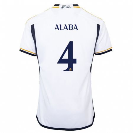 Kandiny Enfant Maillot David Alaba #4 Blanc Tenues Domicile 2023/24 T-Shirt