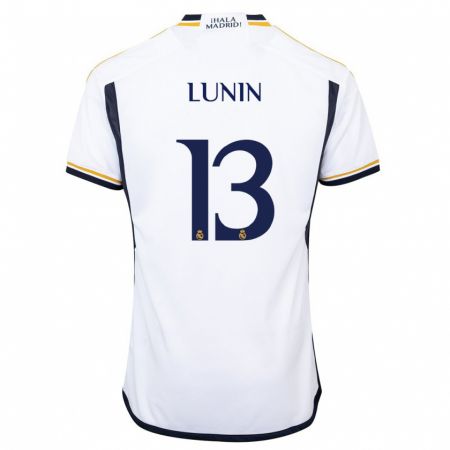 Kandiny Enfant Maillot Andriy Lunin #13 Blanc Tenues Domicile 2023/24 T-Shirt