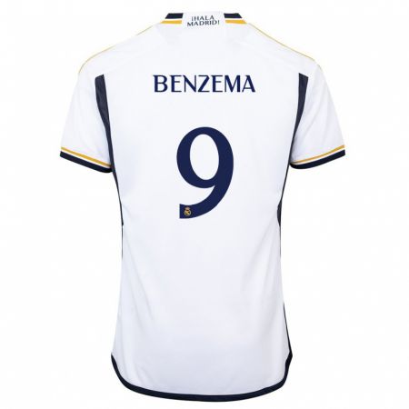 Kandiny Enfant Maillot Karim Benzema #9 Blanc Tenues Domicile 2023/24 T-Shirt