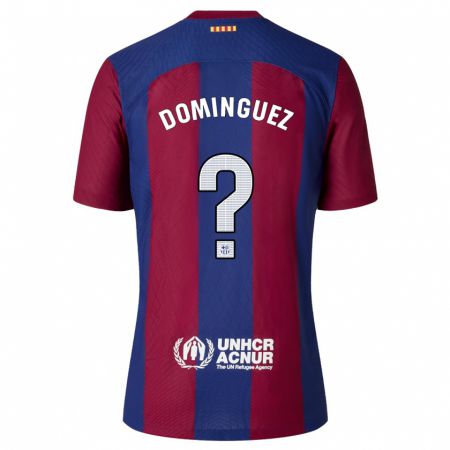 Kandiny Enfant Maillot Sergi Domínguez #0 Rouge Bleu Tenues Domicile 2023/24 T-Shirt