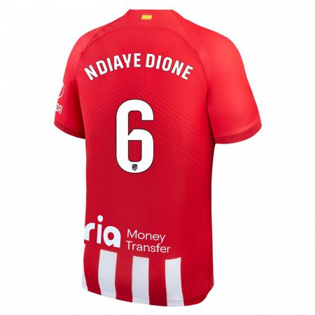 Kandiny Enfant Maillot Assane Ndiaye Dione #6 Rouge Blanc Tenues Domicile 2023/24 T-Shirt