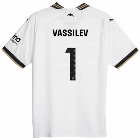 Kandiny Enfant Maillot David Vassilev #1 Blanc Tenues Domicile 2023/24 T-Shirt