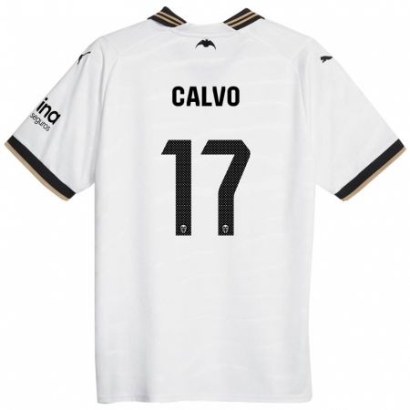 Kandiny Enfant Maillot Borja Calvo #17 Blanc Tenues Domicile 2023/24 T-Shirt