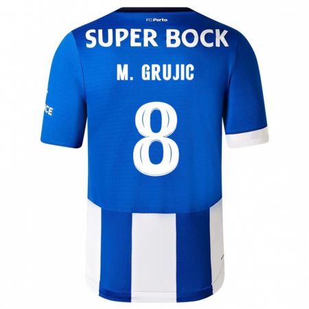 Kandiny Enfant Maillot Marko Grujic #8 Bleu Blanc Tenues Domicile 2023/24 T-Shirt