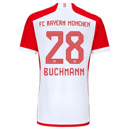 Kandiny Enfant Maillot Tarek Buchmann #28 Rouge Blanc Tenues Domicile 2023/24 T-Shirt