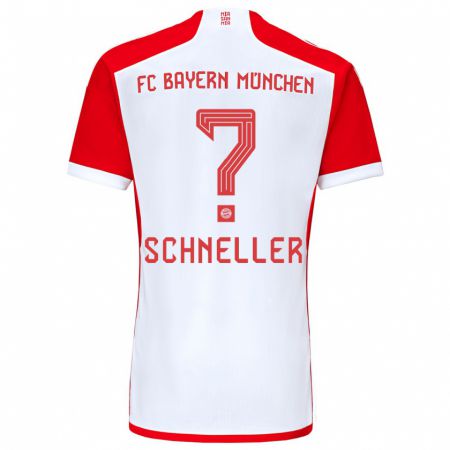 Kandiny Enfant Maillot Lukas Schneller #0 Rouge Blanc Tenues Domicile 2023/24 T-Shirt
