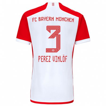 Kandiny Enfant Maillot Matteo Perez Vinlöf #3 Rouge Blanc Tenues Domicile 2023/24 T-Shirt