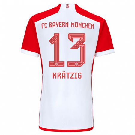 Kandiny Enfant Maillot Frans Krätzig #13 Rouge Blanc Tenues Domicile 2023/24 T-Shirt