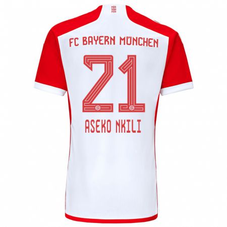 Kandiny Enfant Maillot Noel Aseko Nkili #21 Rouge Blanc Tenues Domicile 2023/24 T-Shirt