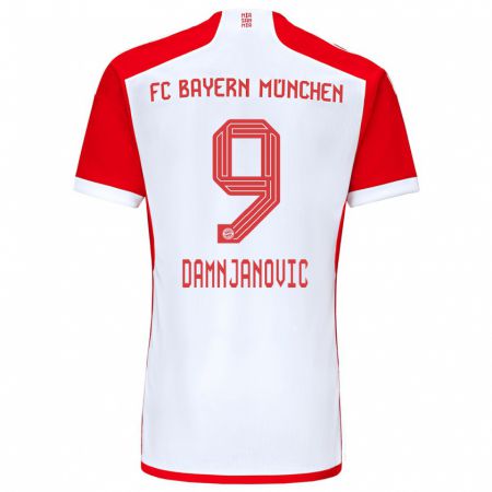 Kandiny Enfant Maillot Jovana Damnjanovic #9 Rouge Blanc Tenues Domicile 2023/24 T-Shirt