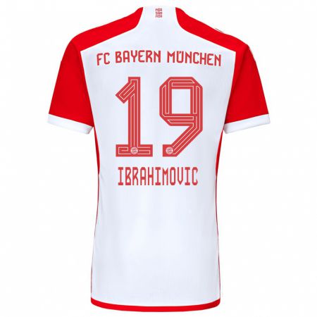 Kandiny Enfant Maillot Arijon Ibrahimovic #19 Rouge Blanc Tenues Domicile 2023/24 T-Shirt
