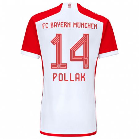 Kandiny Enfant Maillot Florian Pollak #14 Rouge Blanc Tenues Domicile 2023/24 T-Shirt