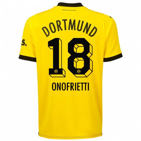 Kandiny Enfant Maillot Vincenzo Onofrietti #18 Jaune Tenues Domicile 2023/24 T-Shirt