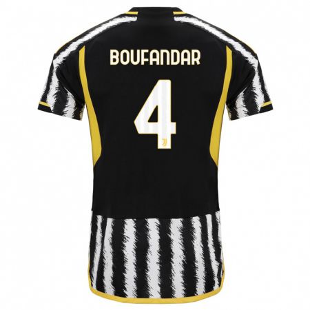 Kandiny Enfant Maillot Adam Boufandar #4 Noir Blanc Tenues Domicile 2023/24 T-Shirt