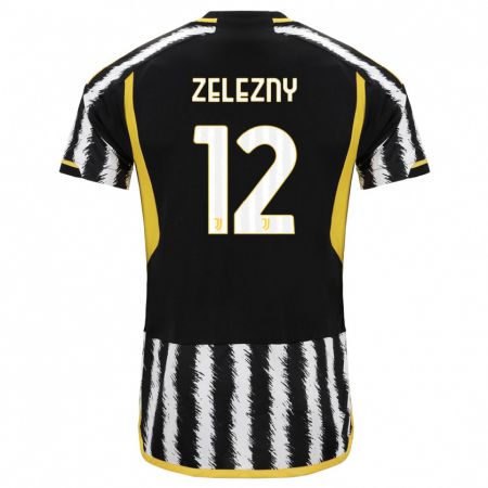 Kandiny Enfant Maillot Radoslaw Zelezny #12 Noir Blanc Tenues Domicile 2023/24 T-Shirt
