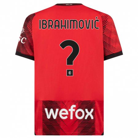 Kandiny Enfant Maillot Maximilian Ibrahimović #0 Rouge Noir Tenues Domicile 2023/24 T-Shirt