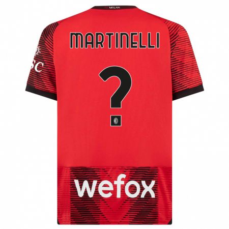 Kandiny Enfant Maillot Riccardo Martinelli #0 Rouge Noir Tenues Domicile 2023/24 T-Shirt