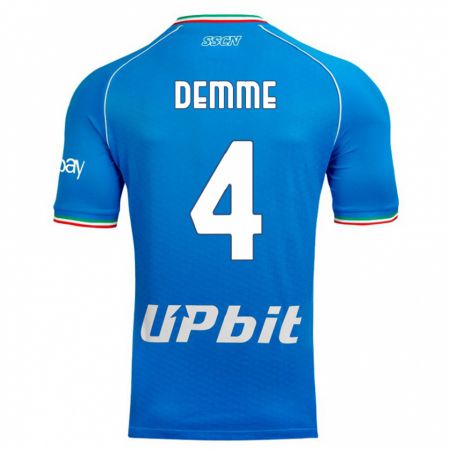 Kandiny Enfant Maillot Diego Demme #4 Bleu Ciel Tenues Domicile 2023/24 T-Shirt