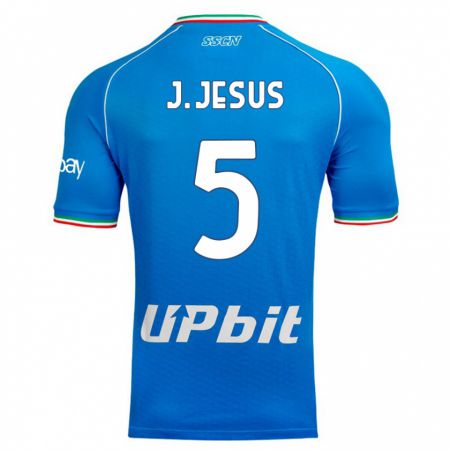 Kandiny Enfant Maillot Juan Jesus #5 Bleu Ciel Tenues Domicile 2023/24 T-Shirt
