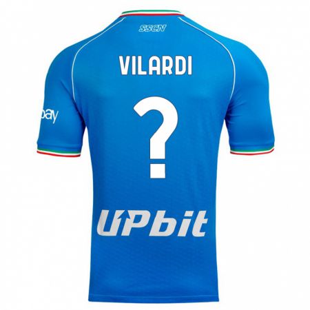 Kandiny Enfant Maillot Mario Vilardi #0 Bleu Ciel Tenues Domicile 2023/24 T-Shirt