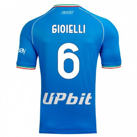 Kandiny Enfant Maillot Francesco Gioielli #6 Bleu Ciel Tenues Domicile 2023/24 T-Shirt