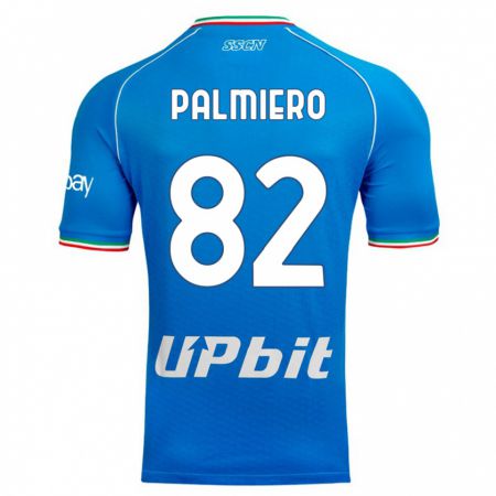 Kandiny Enfant Maillot Luca Palmiero #82 Bleu Ciel Tenues Domicile 2023/24 T-Shirt