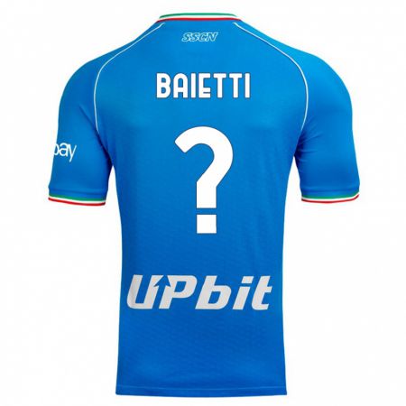 Kandiny Enfant Maillot Francesco Baietti #0 Bleu Ciel Tenues Domicile 2023/24 T-Shirt