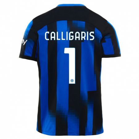 Kandiny Enfant Maillot Alessandro Calligaris #1 Noir Bleu Tenues Domicile 2023/24 T-Shirt