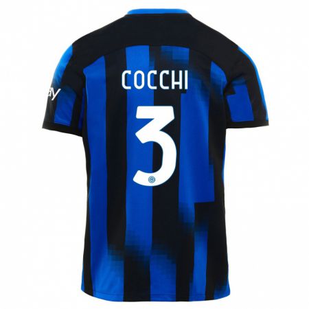 Kandiny Enfant Maillot Matteo Cocchi #3 Noir Bleu Tenues Domicile 2023/24 T-Shirt