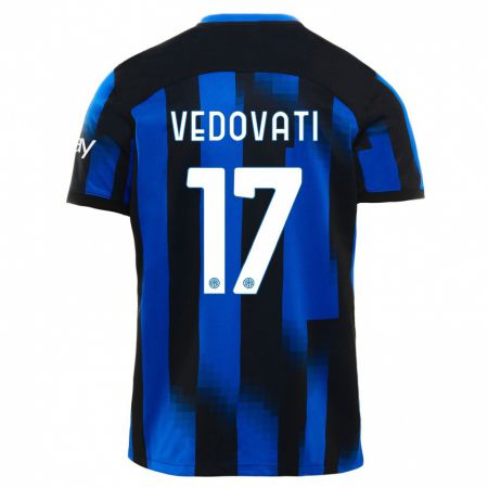 Kandiny Enfant Maillot Gabriele Vedovati #17 Noir Bleu Tenues Domicile 2023/24 T-Shirt