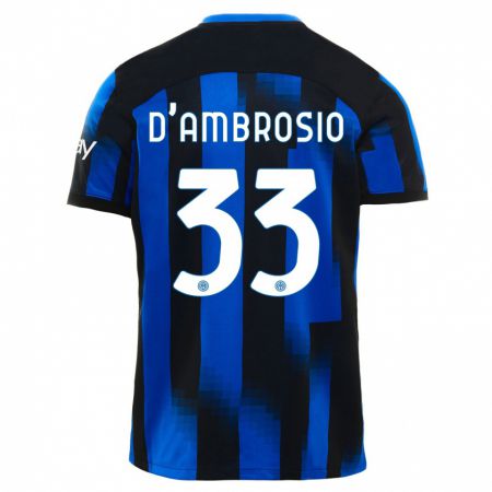 Kandiny Enfant Maillot Danilo D'ambrosio #33 Noir Bleu Tenues Domicile 2023/24 T-Shirt