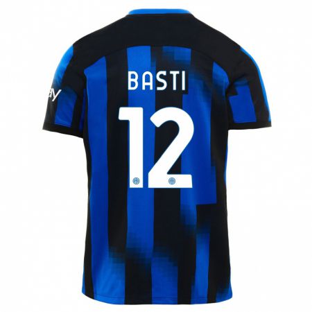 Kandiny Enfant Maillot Matteo Basti #12 Noir Bleu Tenues Domicile 2023/24 T-Shirt