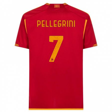Kandiny Enfant Maillot Lorenzo Pellegrini #7 Rouge Tenues Domicile 2023/24 T-Shirt