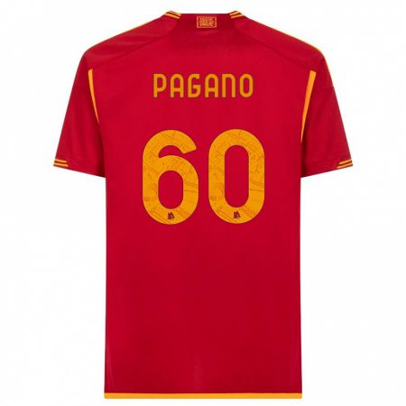 Kandiny Enfant Maillot Riccardo Pagano #60 Rouge Tenues Domicile 2023/24 T-Shirt