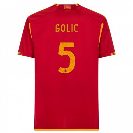 Kandiny Enfant Maillot Lovro Golic #5 Rouge Tenues Domicile 2023/24 T-Shirt