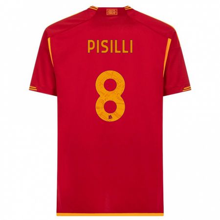Kandiny Enfant Maillot Niccolò Pisilli #8 Rouge Tenues Domicile 2023/24 T-Shirt