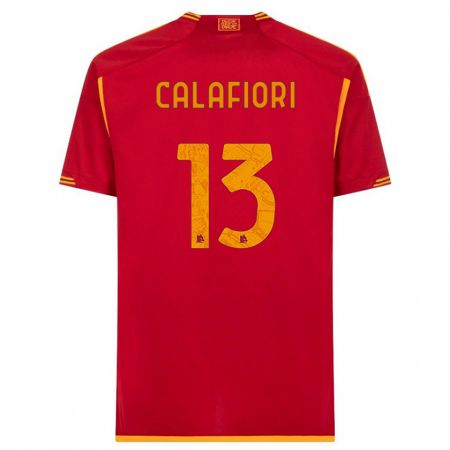 Kandiny Enfant Maillot Riccardo Calafiori #13 Rouge Tenues Domicile 2023/24 T-Shirt
